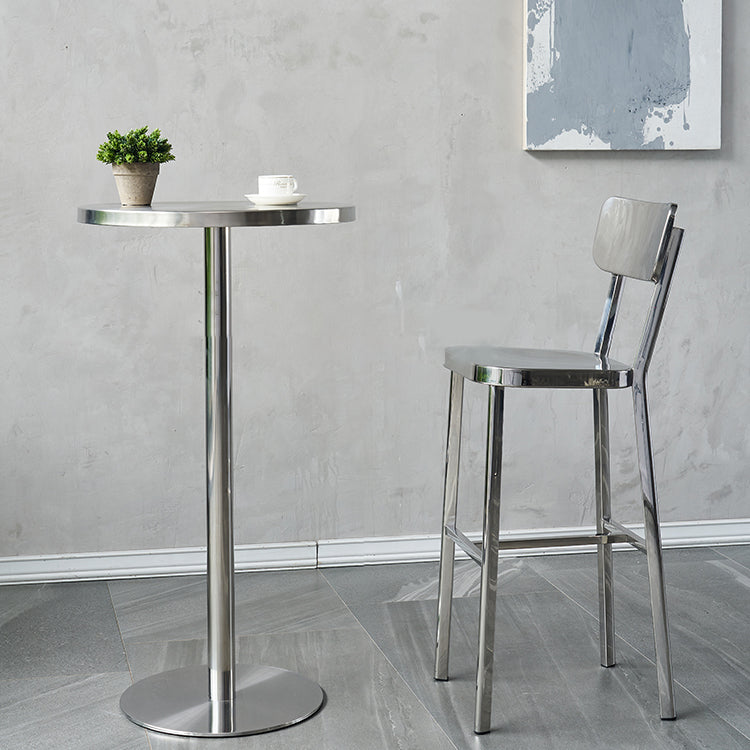 Industrial Style Counter Stool Silver Metal Barstool for Living Room