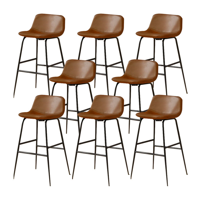 Modern Style Low Back Barstool Pu Leather Counter Bar Stool with Metal Legs for Home