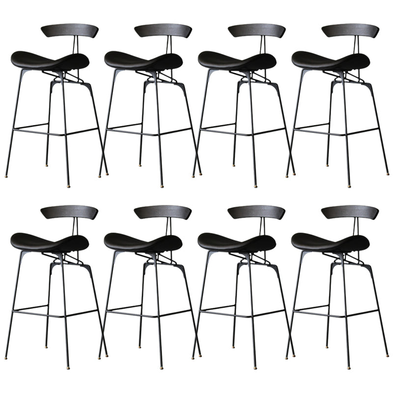 Modern Style Counter Stool Faux Leather Saddle Seat Bar Stool for Indoor
