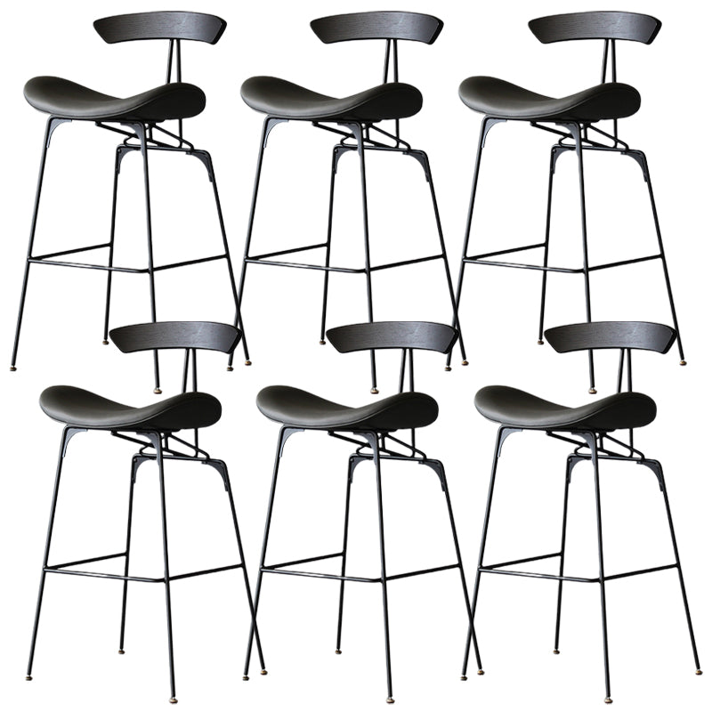 Modern Style Counter Stool Faux Leather Saddle Seat Bar Stool for Indoor