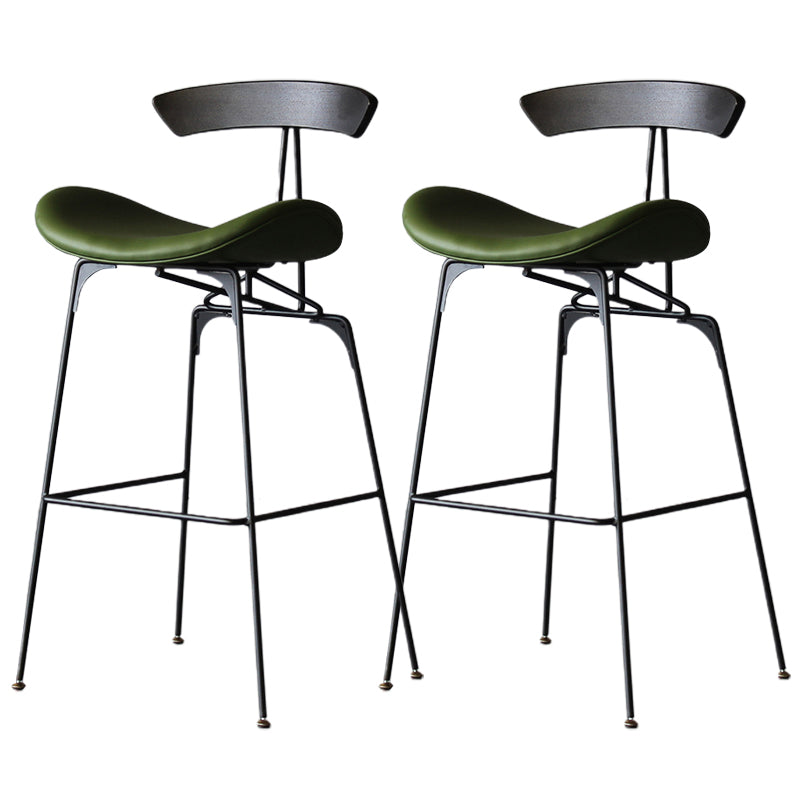 Modern Style Counter Stool Faux Leather Saddle Seat Bar Stool for Indoor