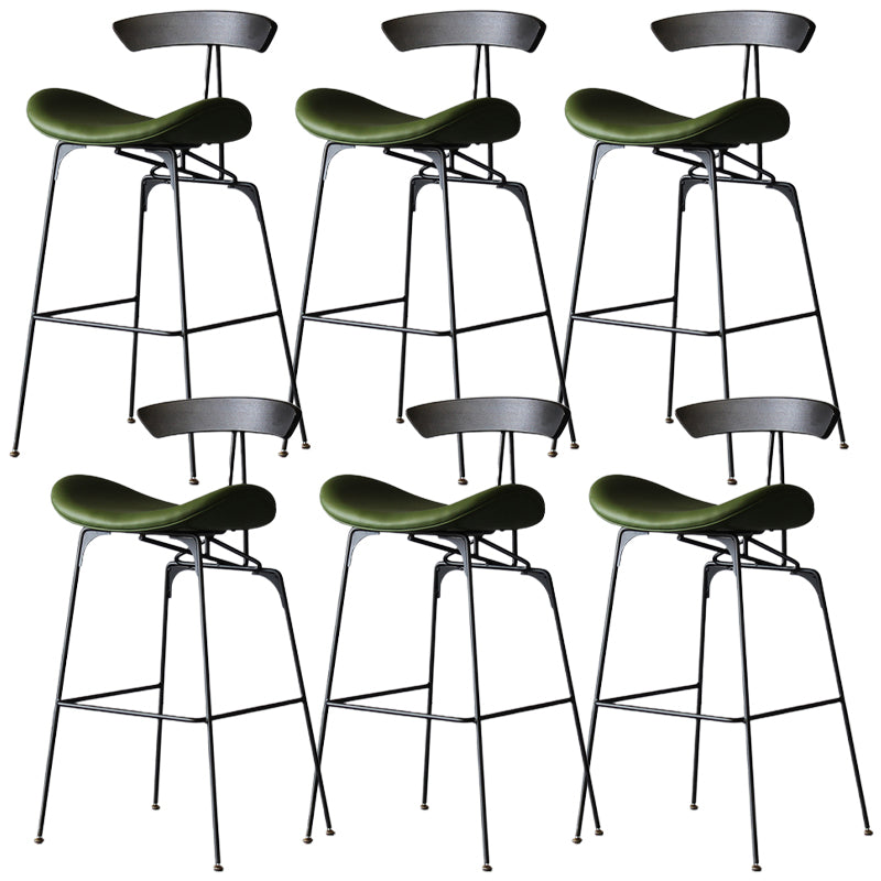 Modern Style Counter Stool Faux Leather Saddle Seat Bar Stool for Indoor