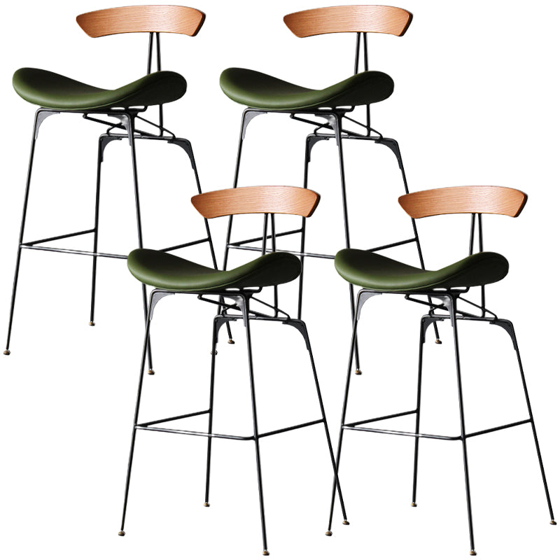 Modern Style Counter Stool Faux Leather Saddle Seat Bar Stool for Indoor