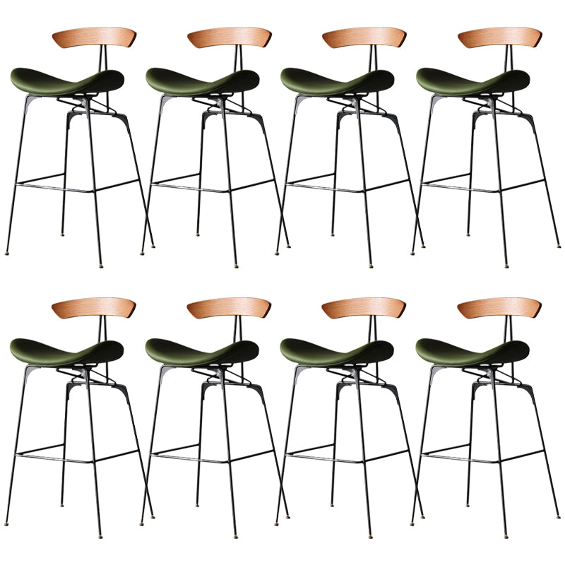 Modern Style Counter Stool Faux Leather Saddle Seat Bar Stool for Indoor