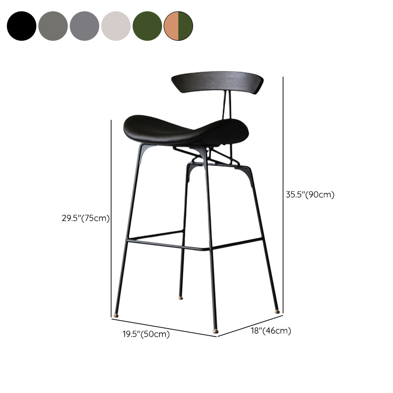 Modern Style Counter Stool Faux Leather Saddle Seat Bar Stool for Indoor