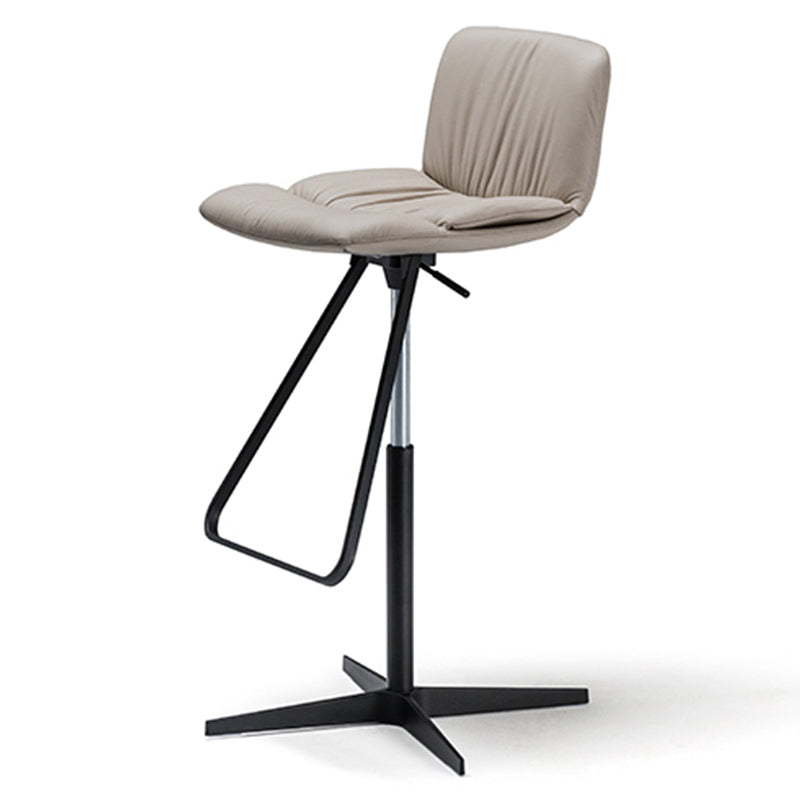 Industrial Armless Counter Stool Leather Adjustable Height Bar Stool for Indoor