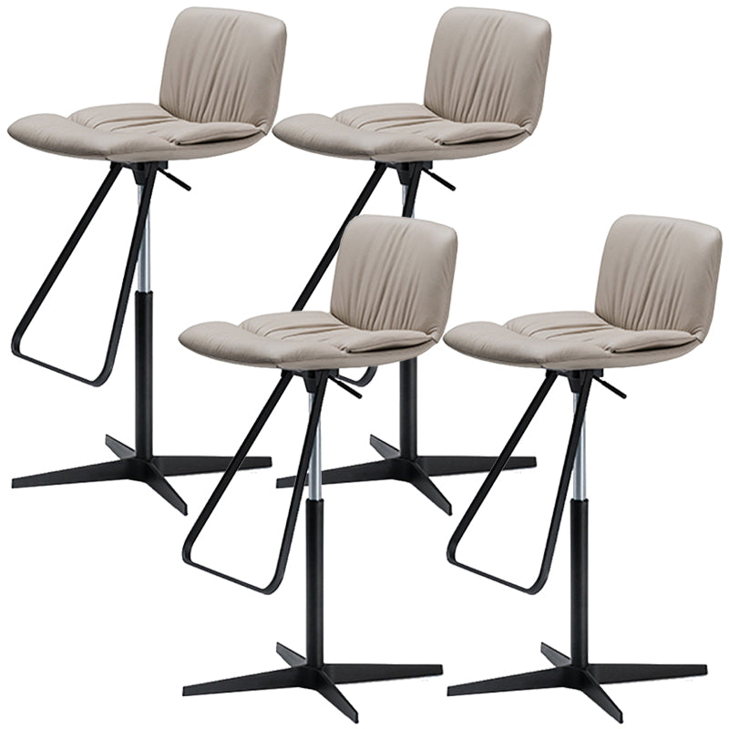 Industrial Armless Counter Stool Leather Adjustable Height Bar Stool for Indoor
