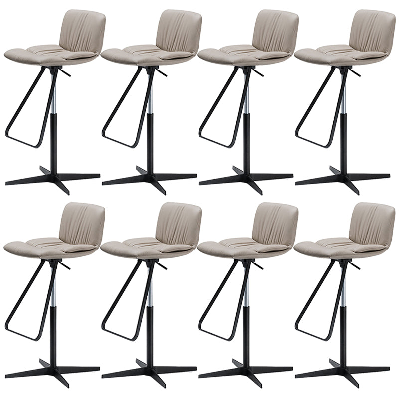 Industrial Armless Counter Stool Leather Adjustable Height Bar Stool for Indoor