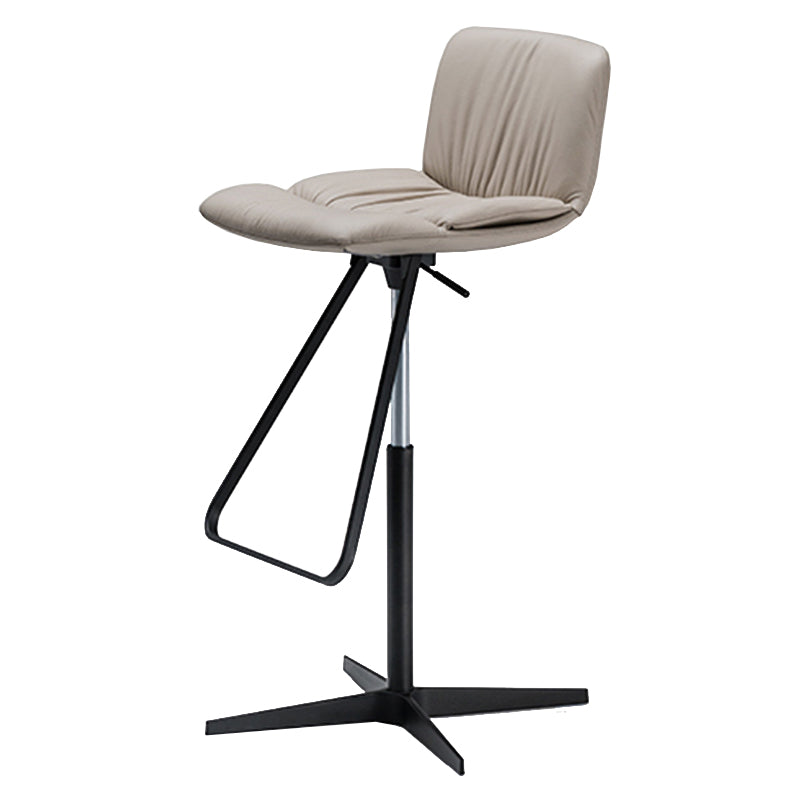 Industrial Armless Counter Stool Leather Adjustable Height Bar Stool for Indoor