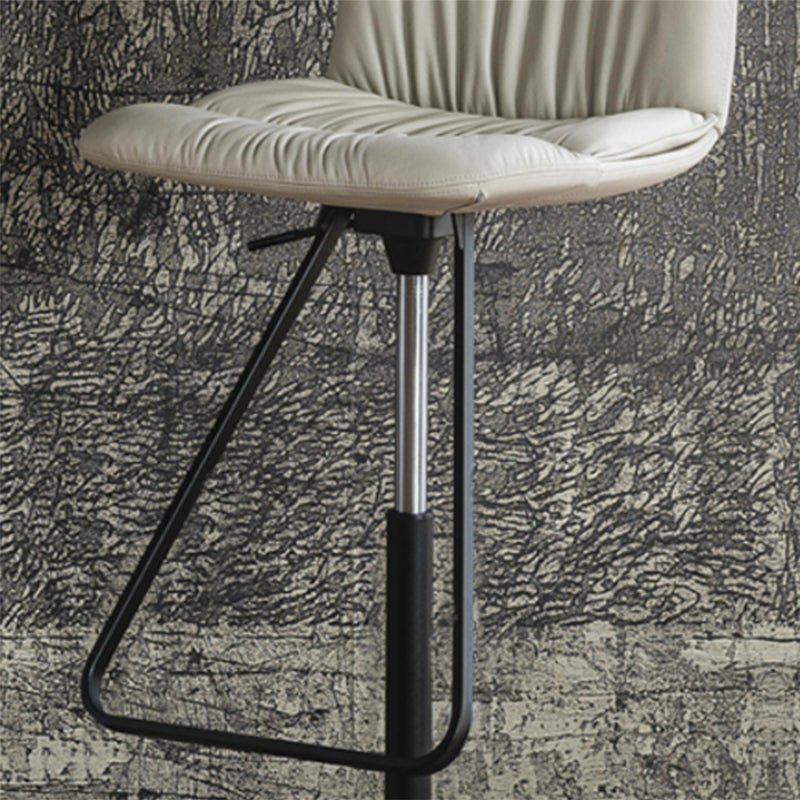 Industrial Armless Counter Stool Leather Adjustable Height Bar Stool for Indoor
