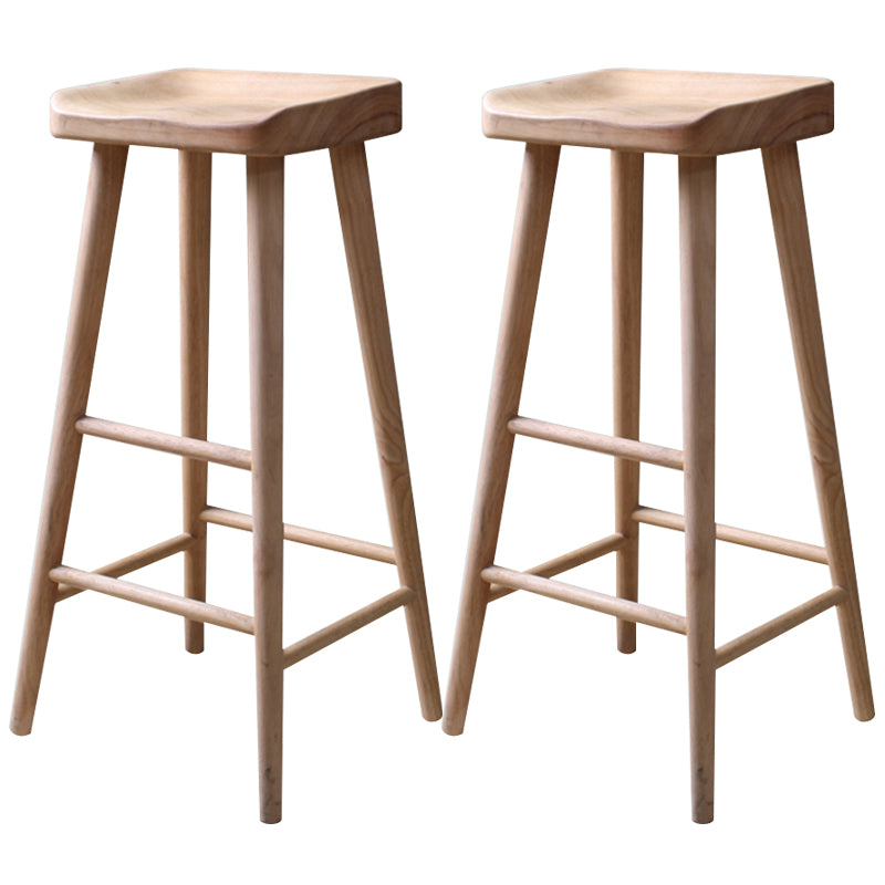 Modern Solid Wood Counter Stool Backless Bar Stool with Footrest
