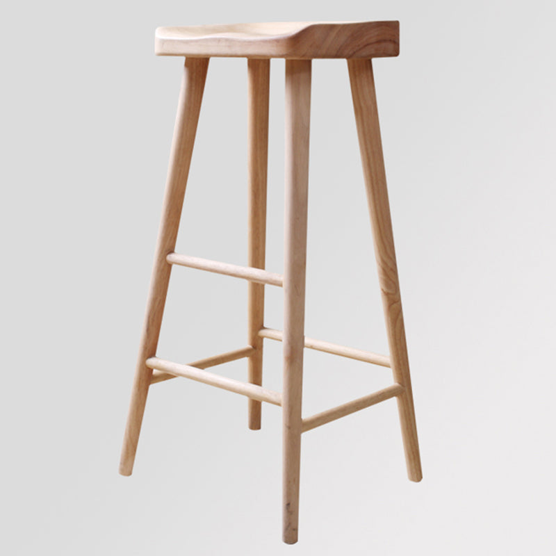Modern Solid Wood Counter Stool Backless Bar Stool with Footrest