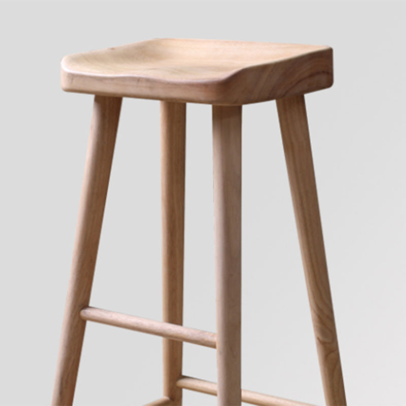 Modern Solid Wood Counter Stool Backless Bar Stool with Footrest