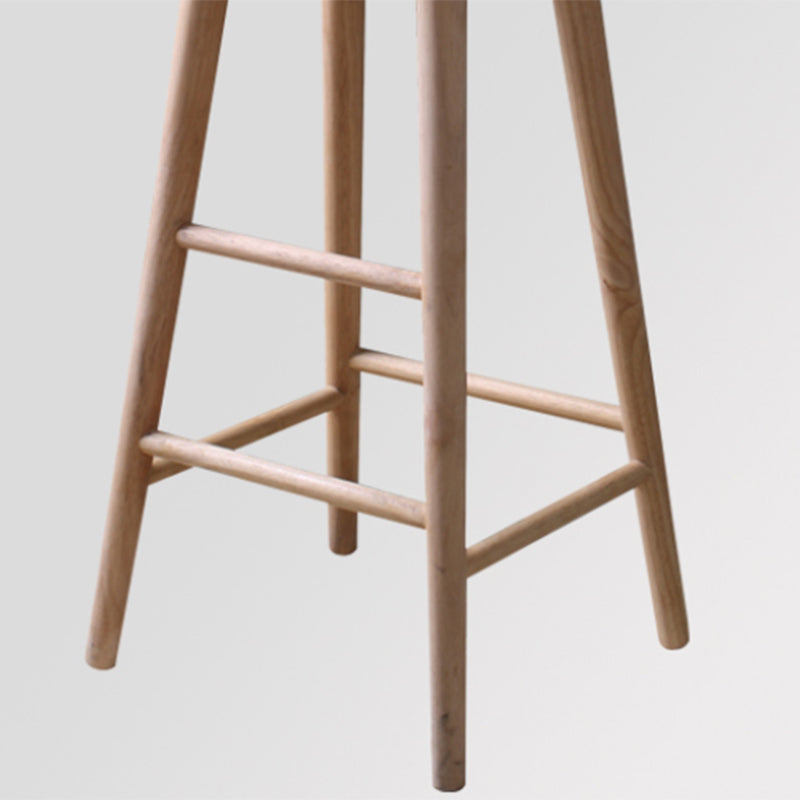 Modern Solid Wood Counter Stool Backless Bar Stool with Footrest