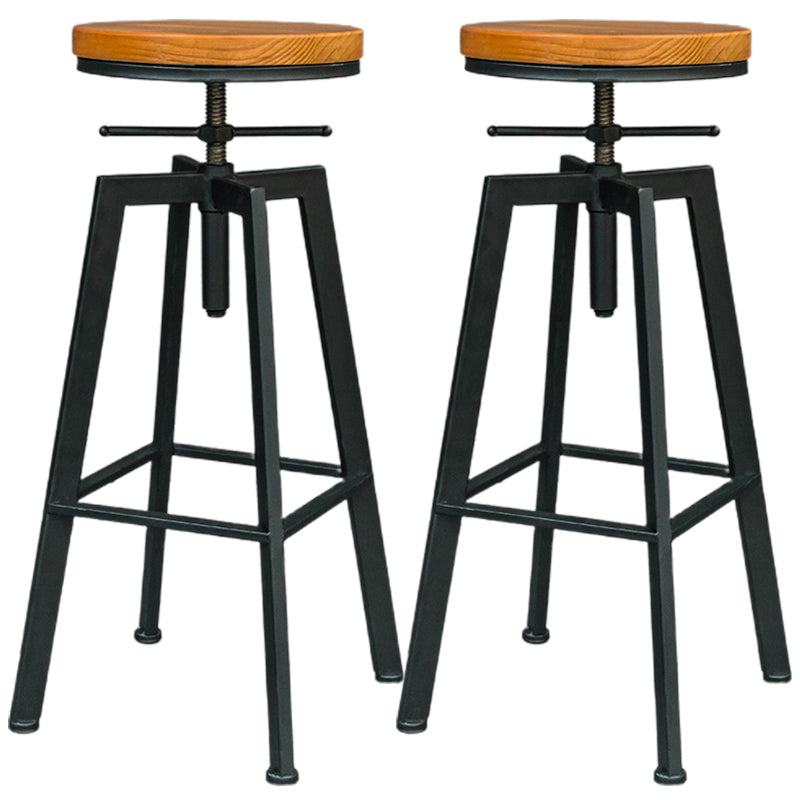 Industrial Armless Rotatable Counter Stool Iron Bar Stool with Pedal for Cafe
