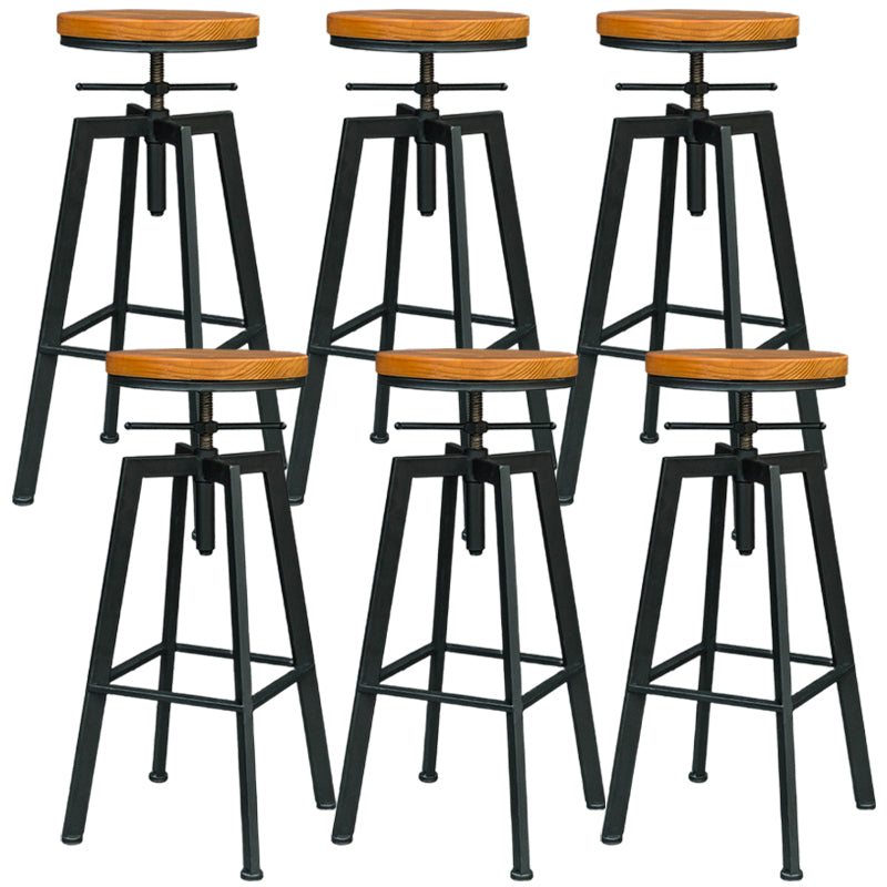 Industrial Armless Rotatable Counter Stool Iron Bar Stool with Pedal for Cafe