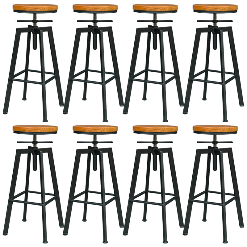 Industrial Armless Rotatable Counter Stool Iron Bar Stool with Pedal for Cafe
