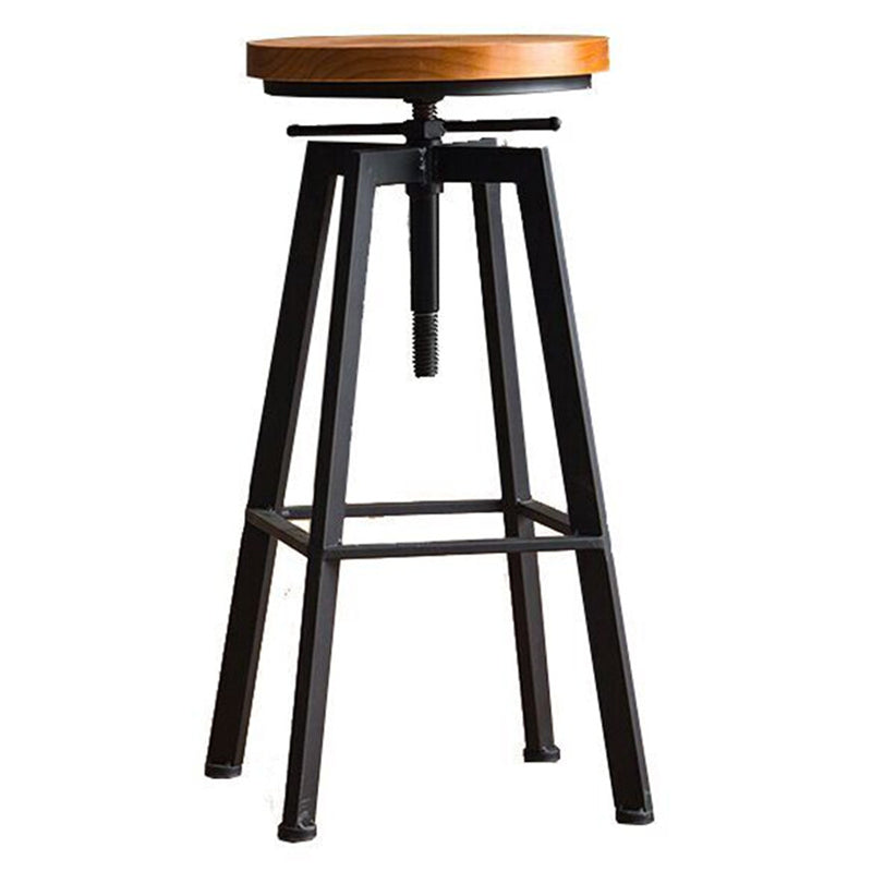 Industrial Armless Rotatable Counter Stool Iron Bar Stool with Pedal for Cafe