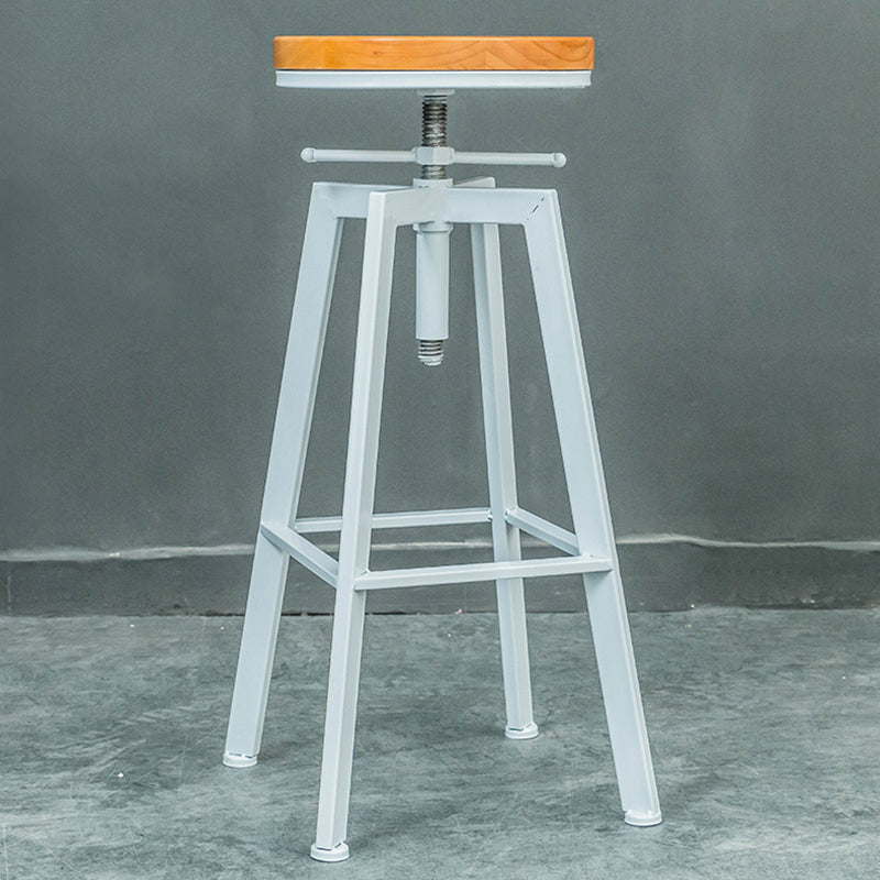 Industrial Armless Rotatable Counter Stool Iron Bar Stool with Pedal for Cafe