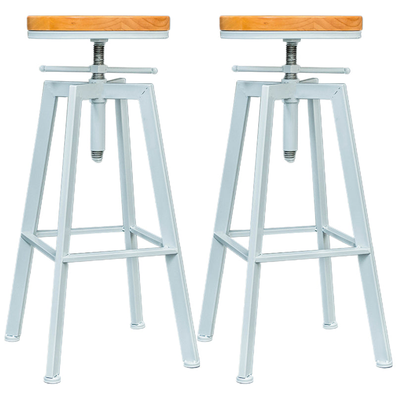 Industrial Armless Rotatable Counter Stool Iron Bar Stool with Pedal for Cafe