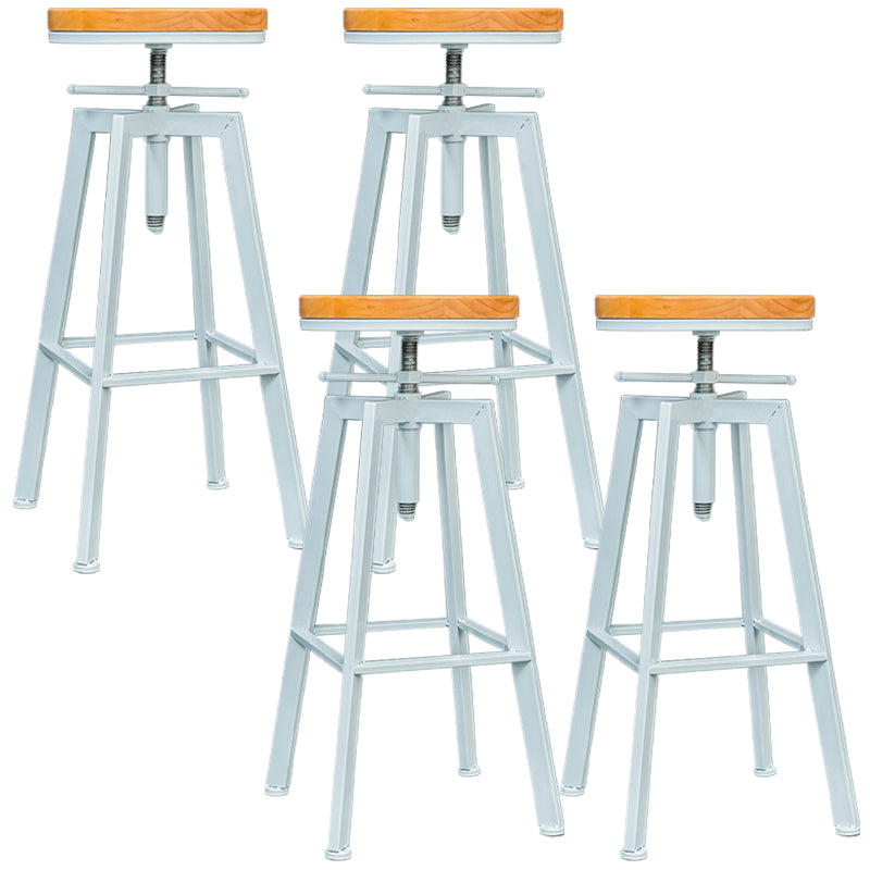 Industrial Armless Rotatable Counter Stool Iron Bar Stool with Pedal for Cafe