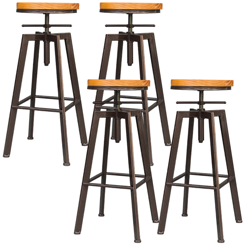 Industrial Armless Rotatable Counter Stool Iron Bar Stool with Pedal for Cafe