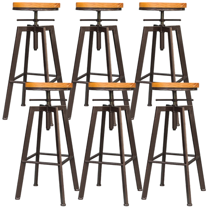 Industrial Armless Rotatable Counter Stool Iron Bar Stool with Pedal for Cafe