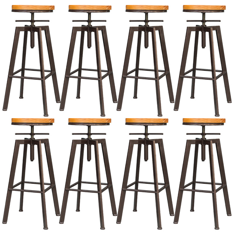 Industrial Armless Rotatable Counter Stool Iron Bar Stool with Pedal for Cafe