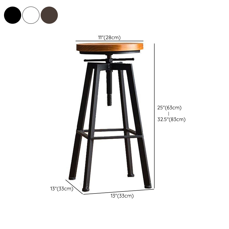 Industrial Armless Rotatable Counter Stool Iron Bar Stool with Pedal for Cafe