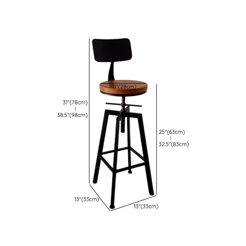 Industrial Armless Rotatable Counter Stool Iron Bar Stool with Pedal for Cafe
