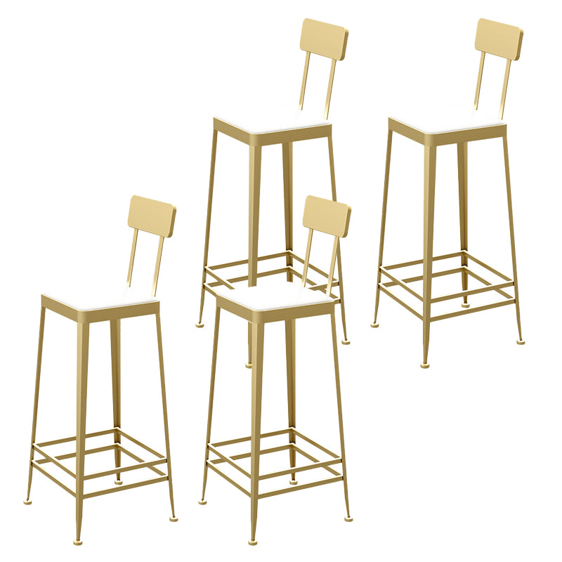 Glam Backrest Armless Counter Stool Iron Bar Stool with Cushion and Pedal for Cafe