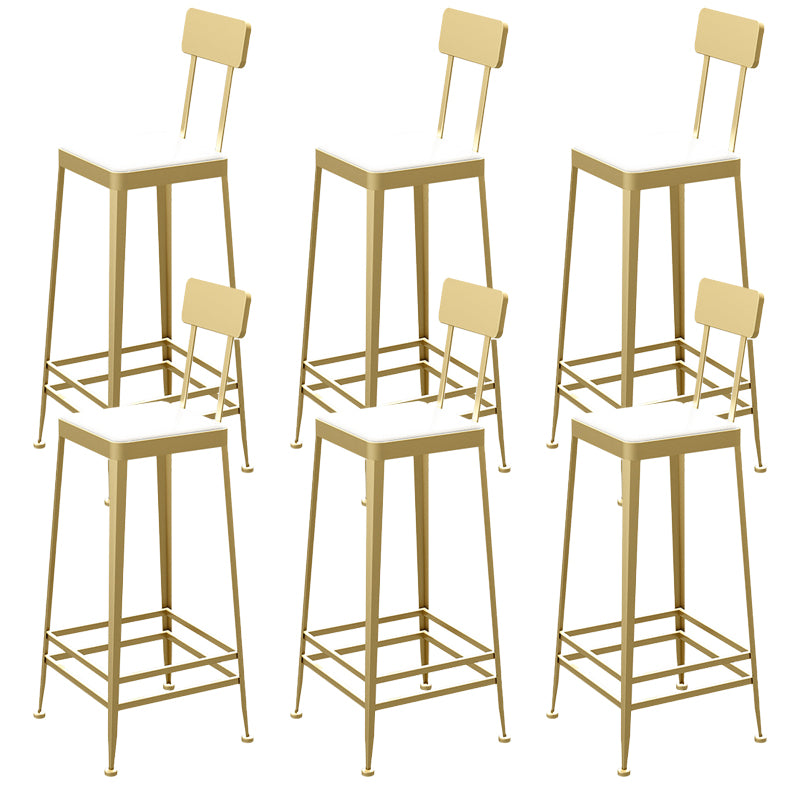 Glam Backrest Armless Counter Stool Iron Bar Stool with Cushion and Pedal for Cafe