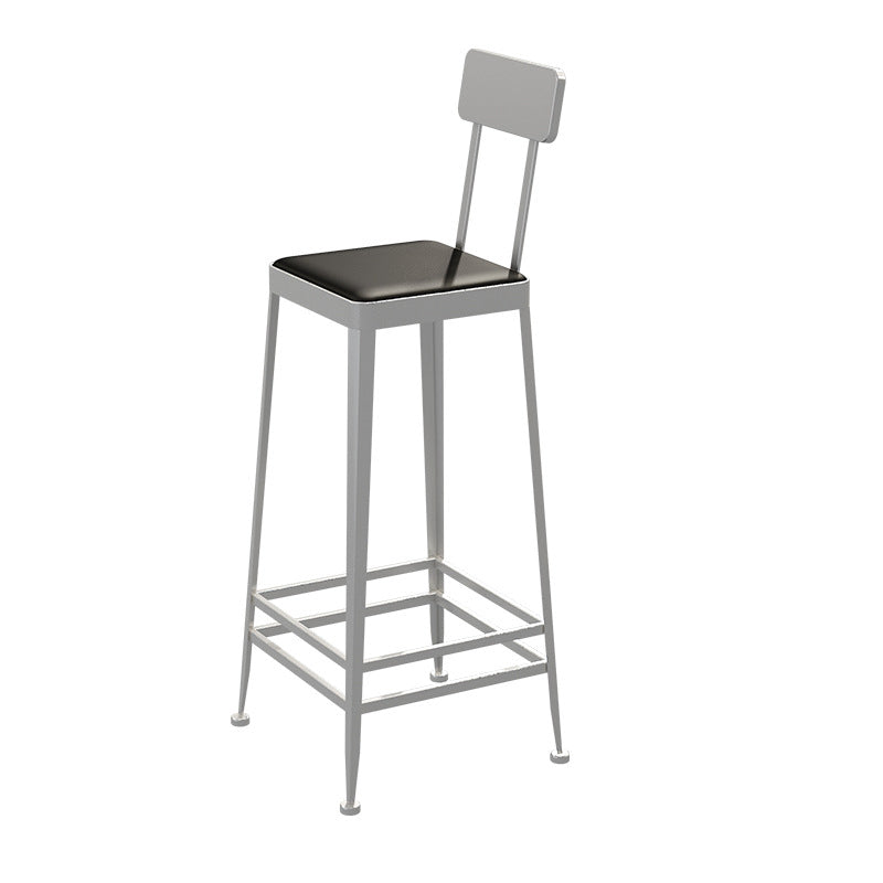 Glam Backrest Armless Counter Stool Iron Bar Stool with Cushion and Pedal for Cafe