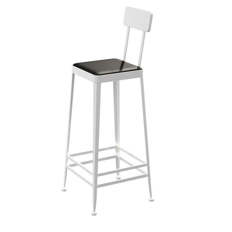 Glam Backrest Armless Counter Stool Iron Bar Stool with Cushion and Pedal for Cafe