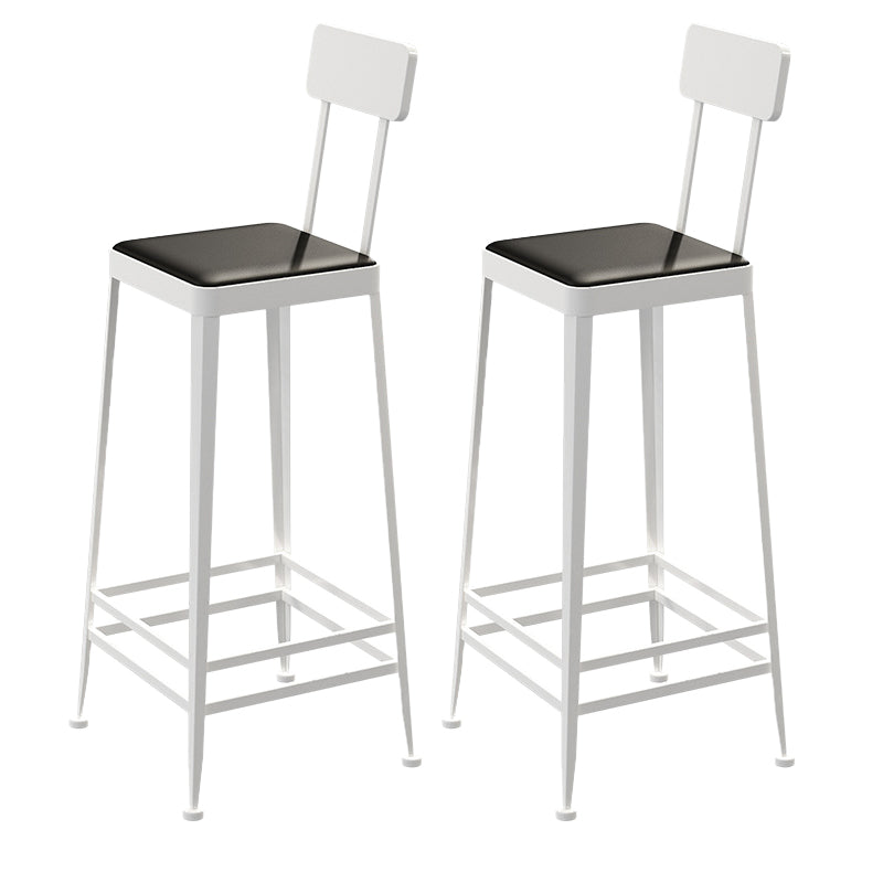 Glam Backrest Armless Counter Stool Iron Bar Stool with Cushion and Pedal for Cafe