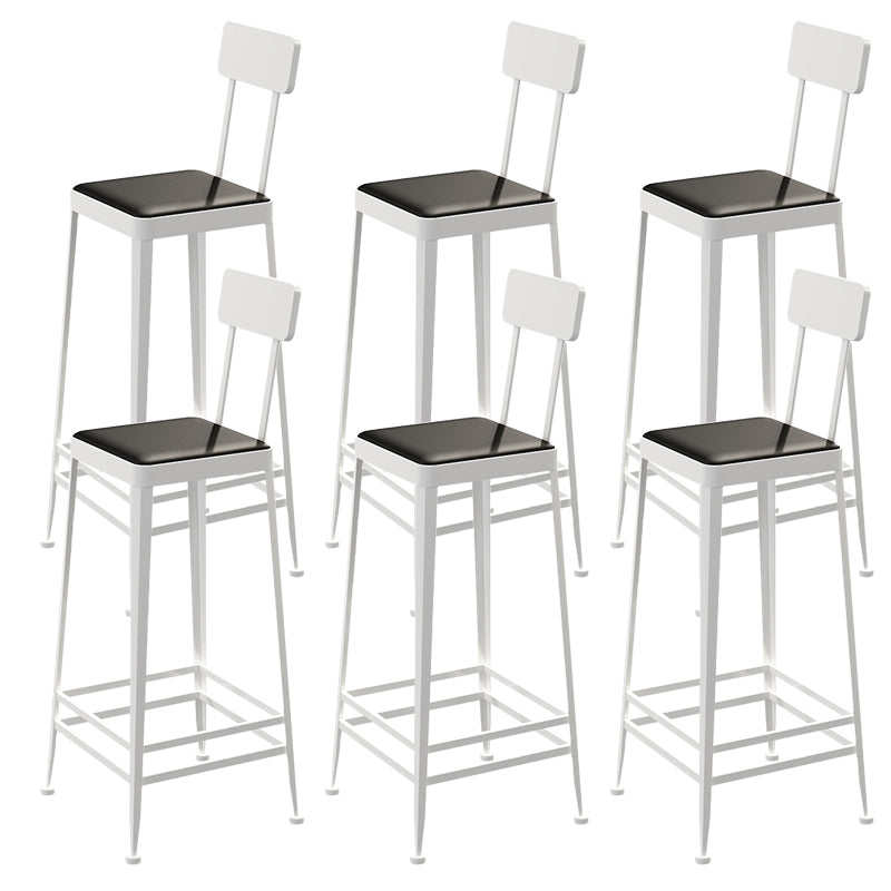 Glam Backrest Armless Counter Stool Iron Bar Stool with Cushion and Pedal for Cafe