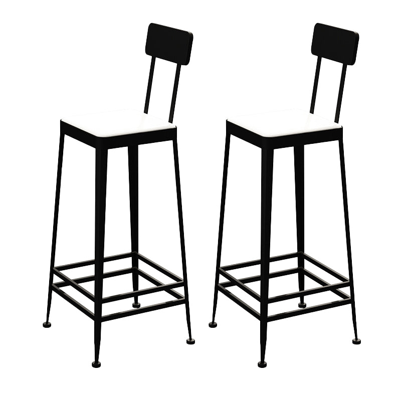 Glam Backrest Armless Counter Stool Iron Bar Stool with Cushion and Pedal for Cafe
