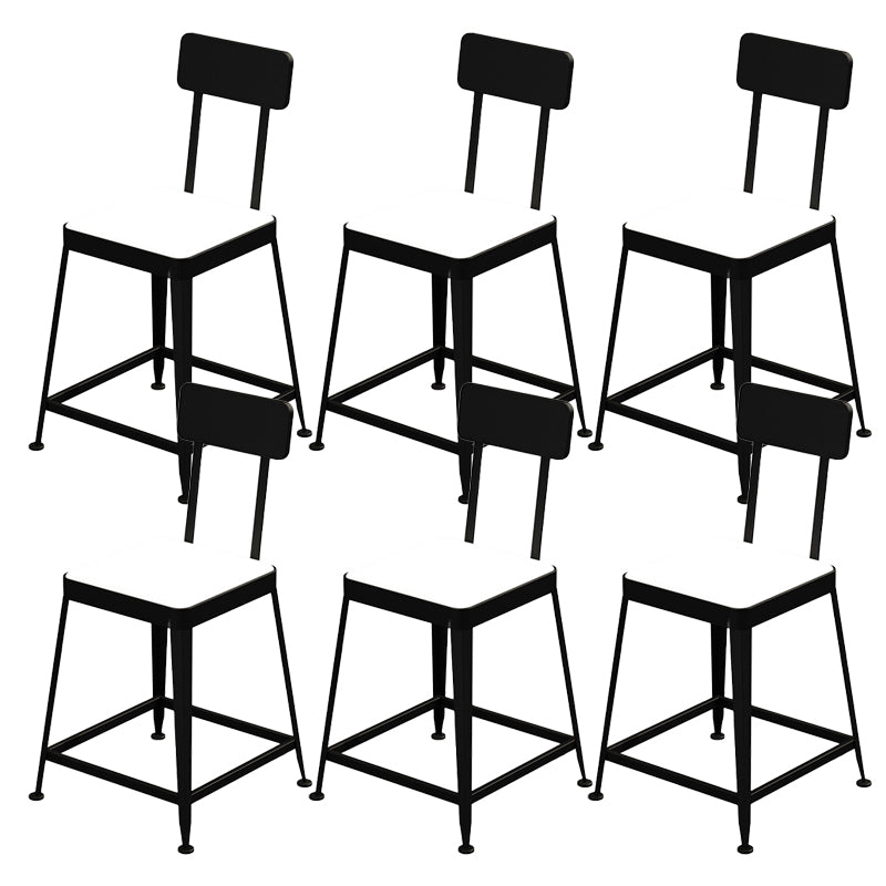 Glam Backrest Armless Counter Stool Iron Bar Stool with Cushion and Pedal for Cafe