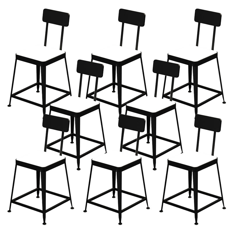Glam Backrest Armless Counter Stool Iron Bar Stool with Cushion and Pedal for Cafe