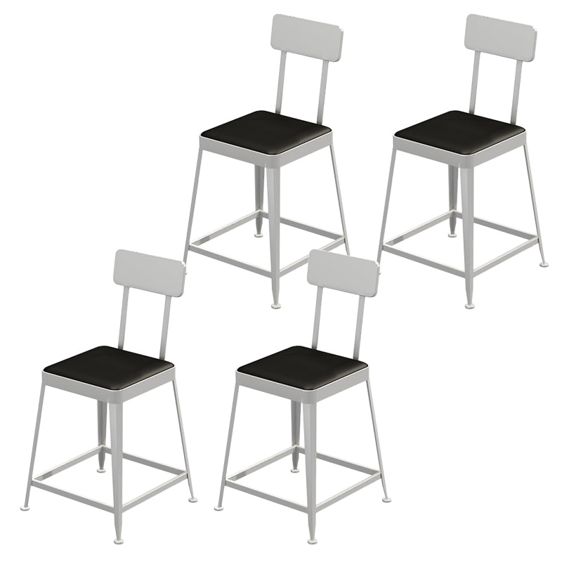 Glam Backrest Armless Counter Stool Iron Bar Stool with Cushion and Pedal for Cafe
