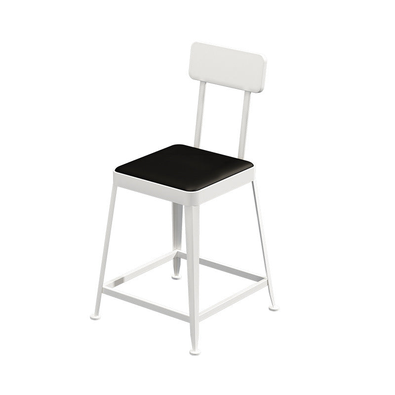 Glam Backrest Armless Counter Stool Iron Bar Stool with Cushion and Pedal for Cafe