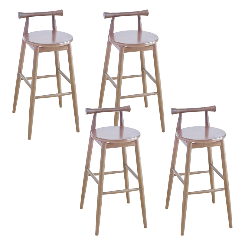 Low Back Dining Stool Industrial Armless Bar Stool with Wood Base