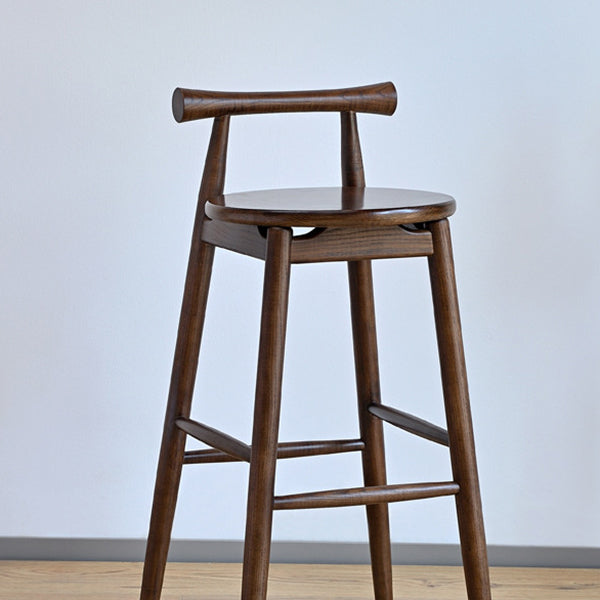 Low Back Dining Stool Industrial Armless Bar Stool with Wood Base