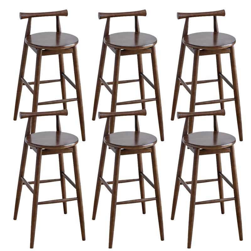 Low Back Dining Stool Industrial Armless Bar Stool with Wood Base