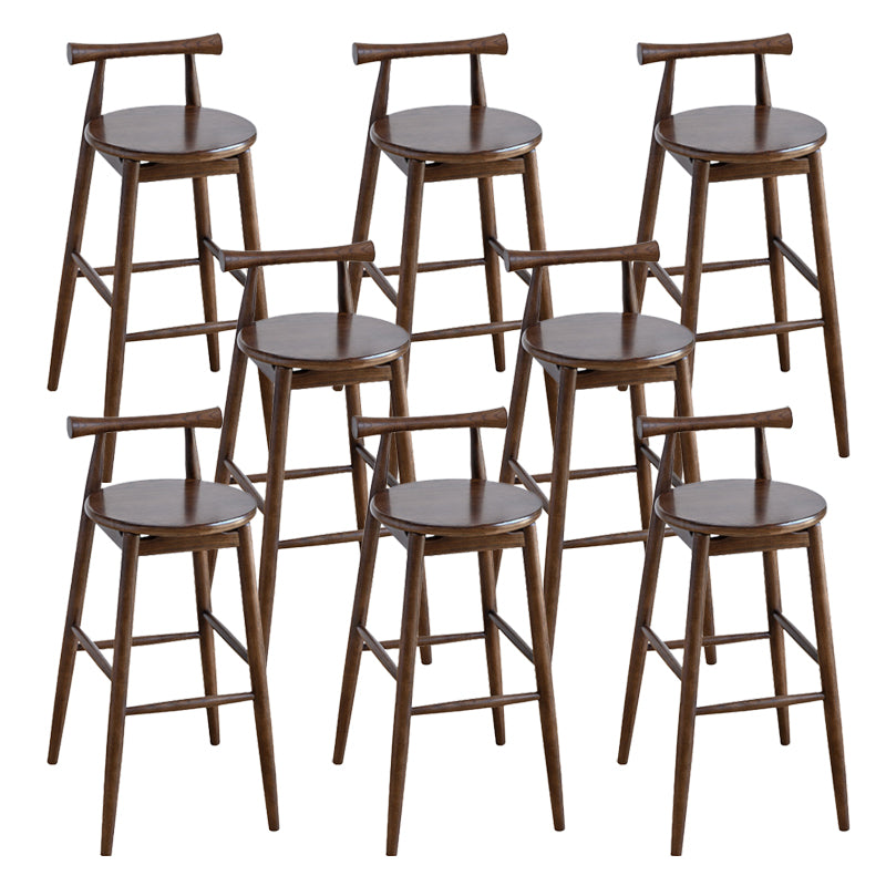 Low Back Dining Stool Industrial Armless Bar Stool with Wood Base