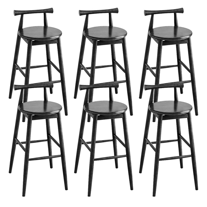 Low Back Dining Stool Industrial Armless Bar Stool with Wood Base
