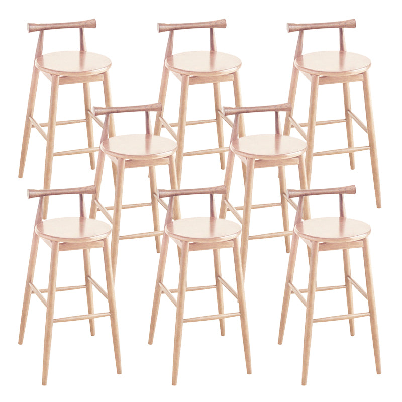 Low Back Dining Stool Industrial Armless Bar Stool with Wood Base