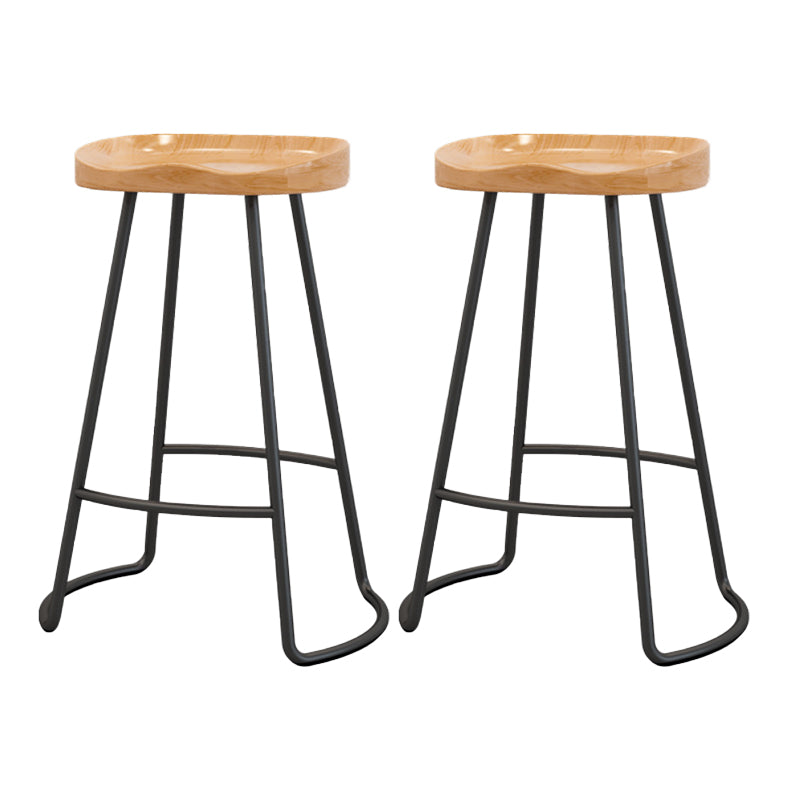 Modern Armless Backless Counter Stool Wood Bar Stool with Pedal for Milk Tea Shop