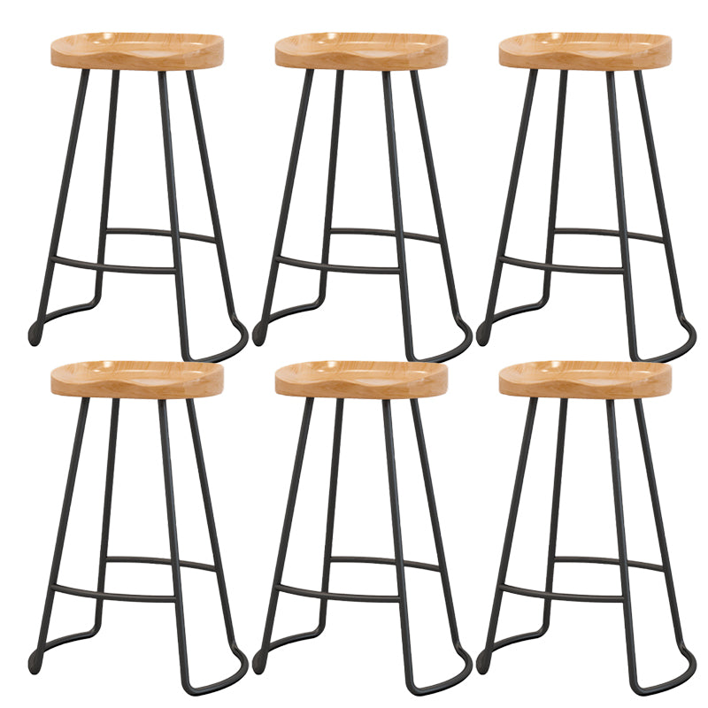 Modern Armless Backless Counter Stool Wood Bar Stool with Pedal for Milk Tea Shop