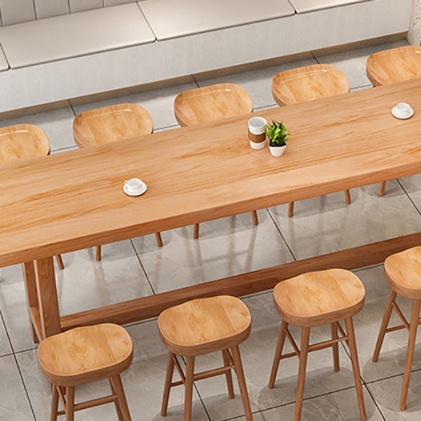 Modern Armless Backless Counter Stool Wood Bar Stool with Pedal for Milk Tea Shop